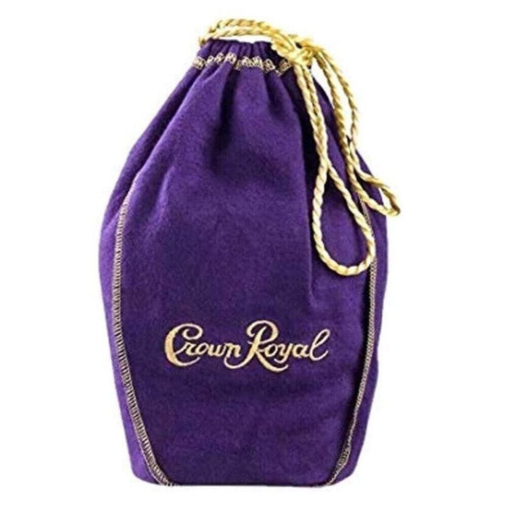 CROWN ROYAL Purple + Gold Drawstring Bag 9"